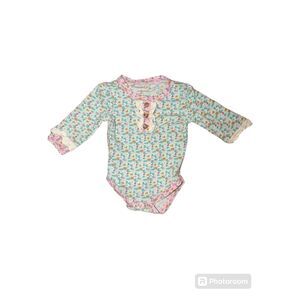 Mustard Pie green and pink floral paisley onesie for Newborns‎